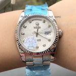 Copy Rolex Day Date 36MM Oyster SS Diamond Markers Silver Rolex Dial Man's Watch